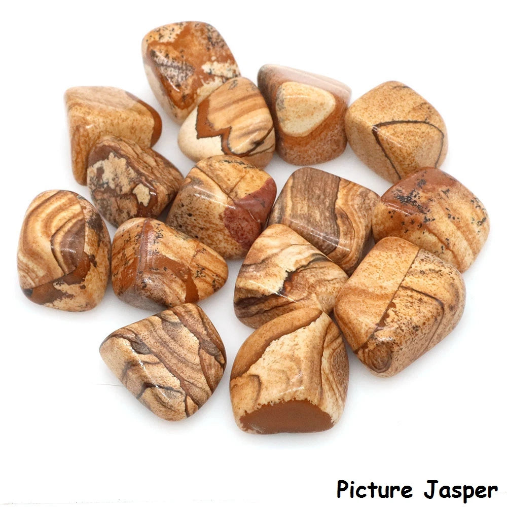 Collection of Picture Jasper stones on a white background