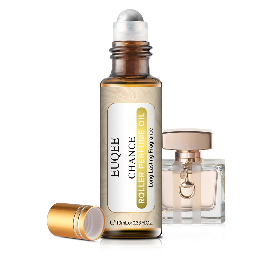 EUQEE rollerball perfume oil with cap on a white background