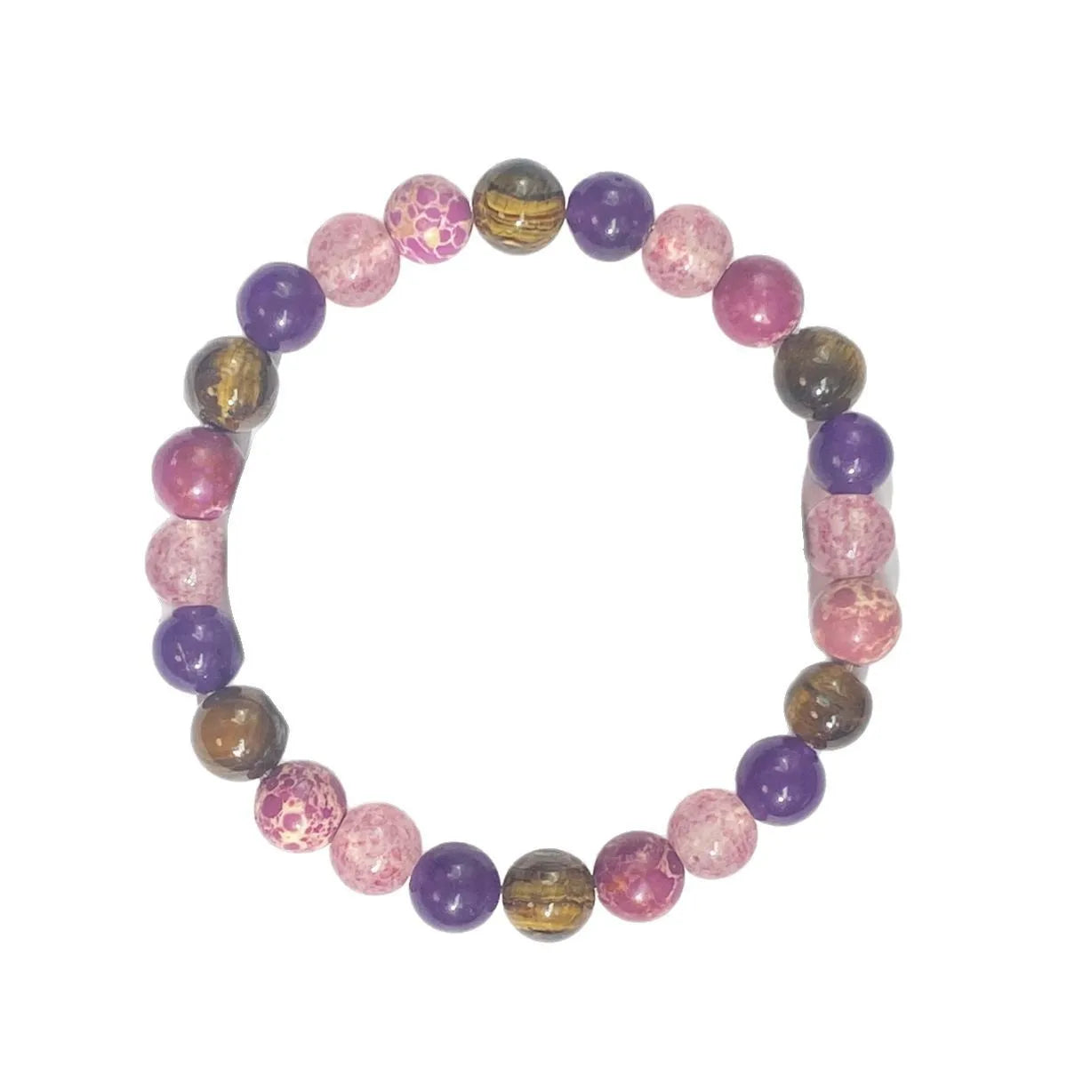 Multicolored beaded bracelet on a white background