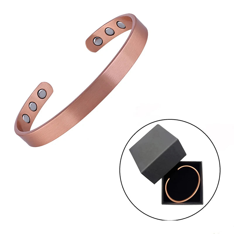 Rose gold bracelet with gray stones on a white background, inset showing the bracelet in a black box.