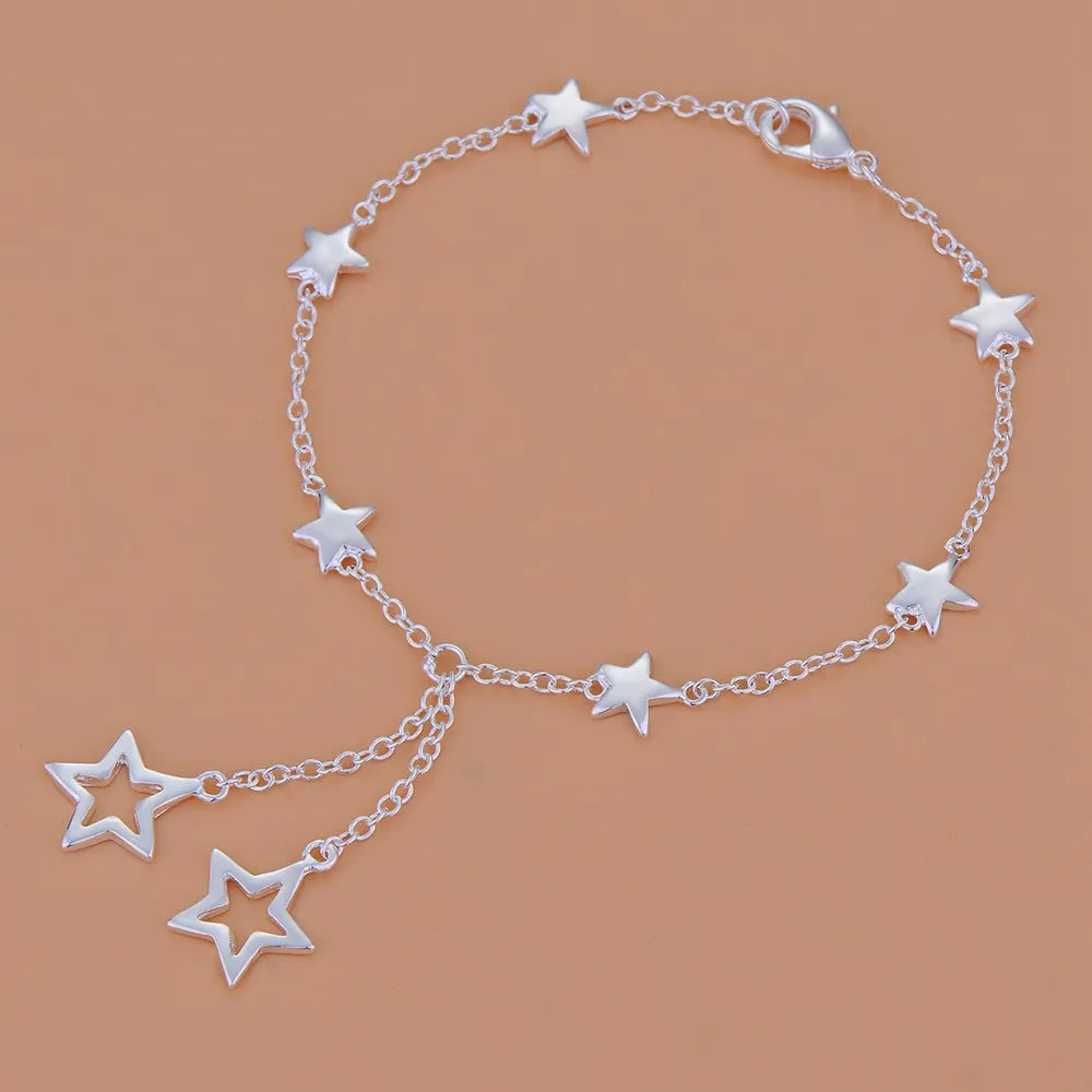 Pulsera de cadena con forma de corazón de plata de ley 925