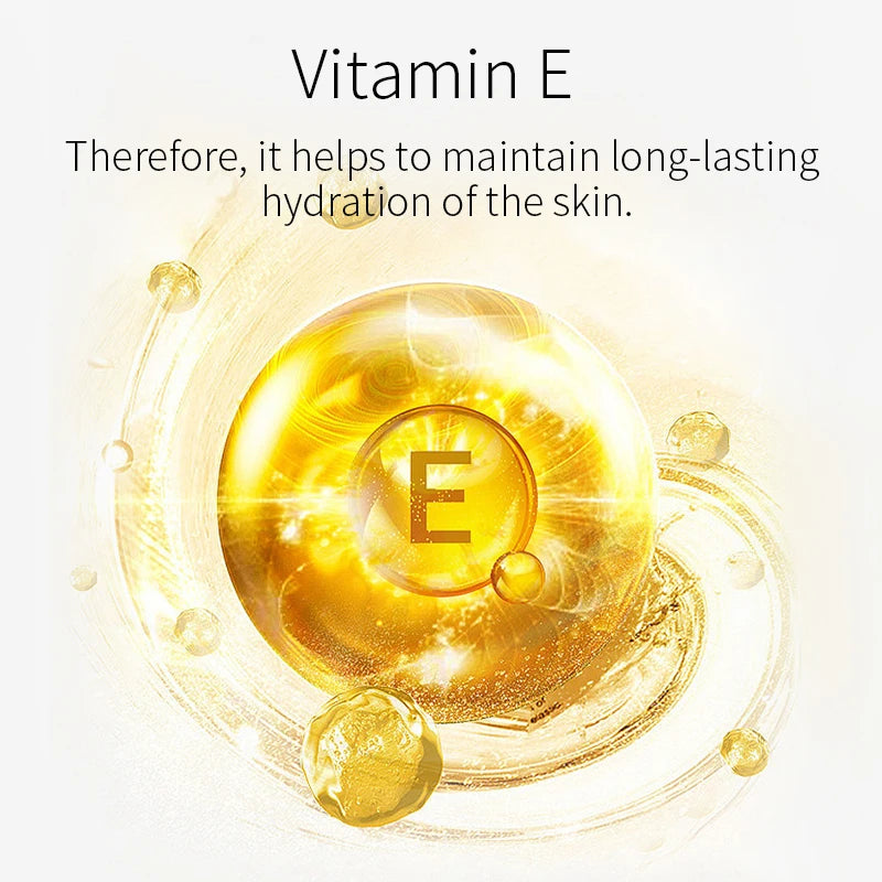 Vitamin E capsule with surrounding droplets on a light background, highlighting its role in skin hydration.