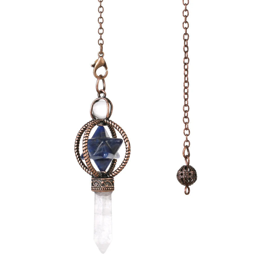 Necklace with crystal pendant on a white background