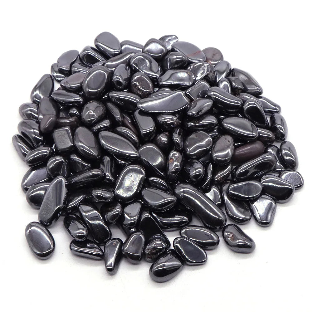 Pile of black stones on a white background