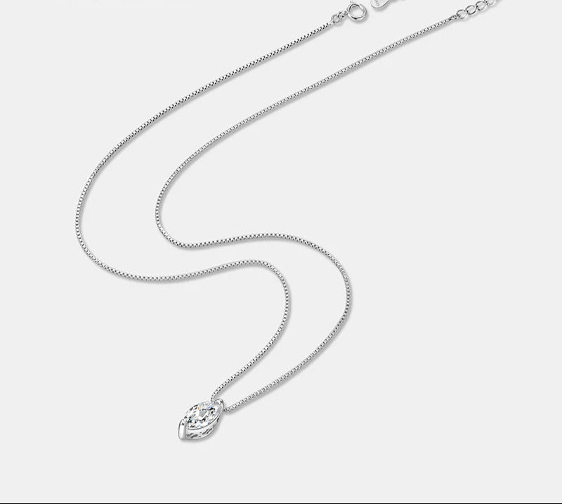 Silver necklace with a delicate pendant on a white background, branded 'PERFANY'.