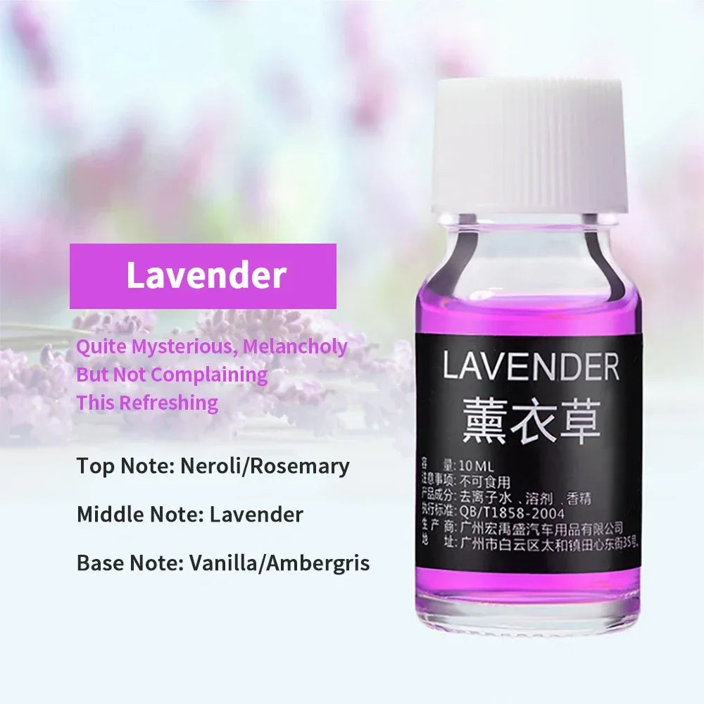 Bottle of lavender essential oil with label and floral background