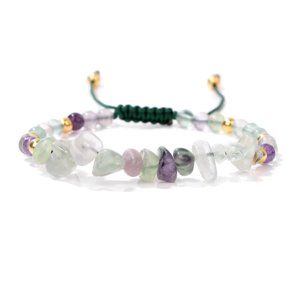 Multicolored beaded bracelet on a white background