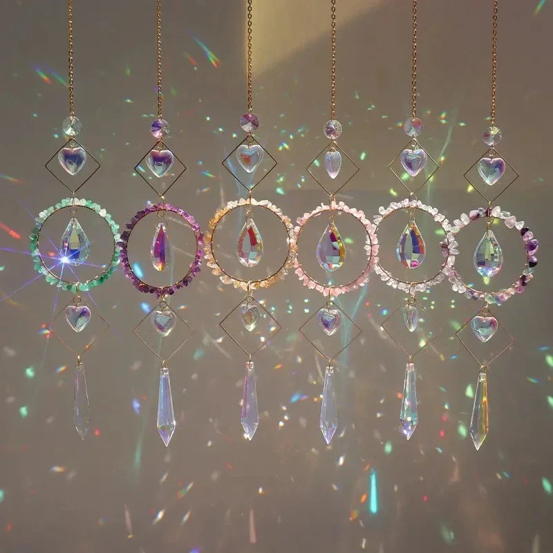 Decorative hanging crystal ornaments with rainbow折射效果
