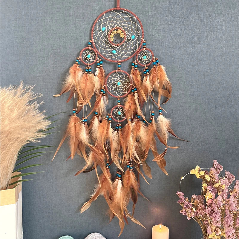 Hand-Woven Crystal Dream Catcher Wall Pendant