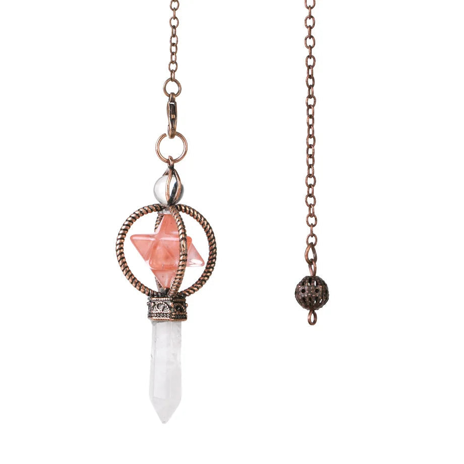 Necklace with crystal pendant and chain on a white background