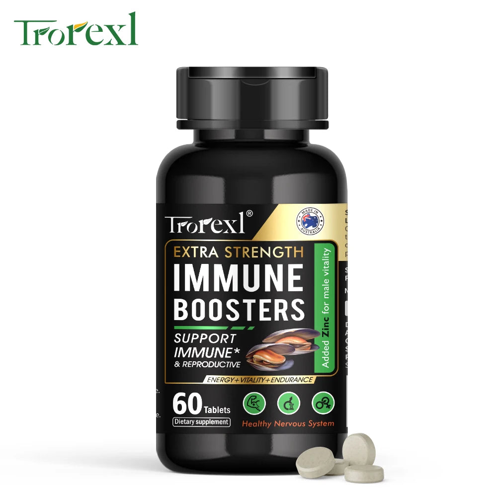 Troexl Extra Strength Immune Boosters supplement bottle on a white background