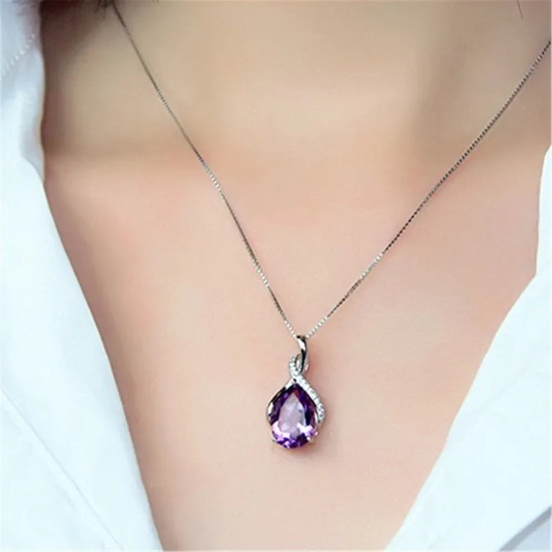 925 Sterling Silver Amethyst & Aquamarine Pendant