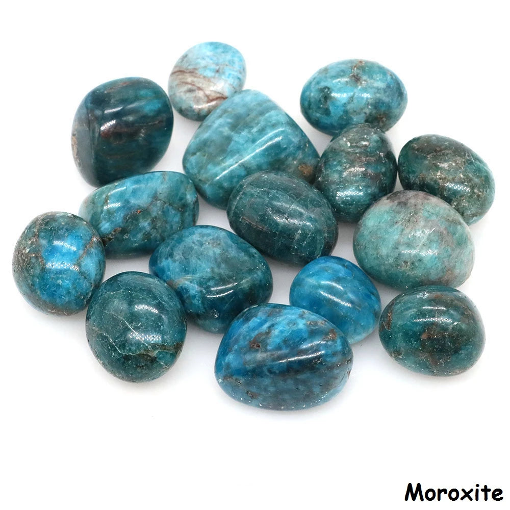 Collection of Moroxite stones on a white background