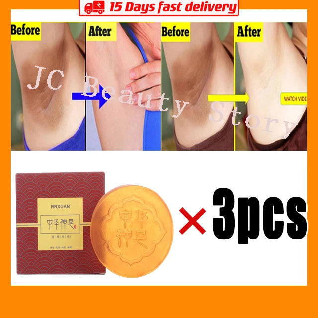 Soap with packaging and promotional text on an orange background