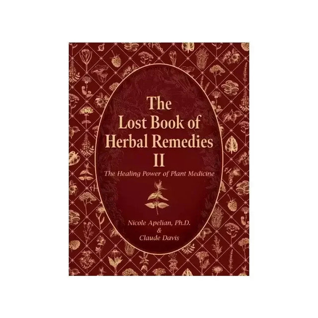 Book cover of 'The Lost Book of Herbal Remedies II' with herbal designs on a red background