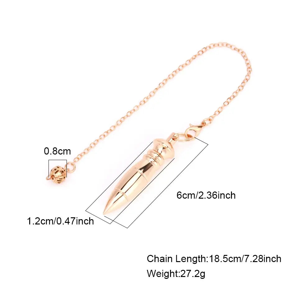 Rose gold necklace with measurements on a white background