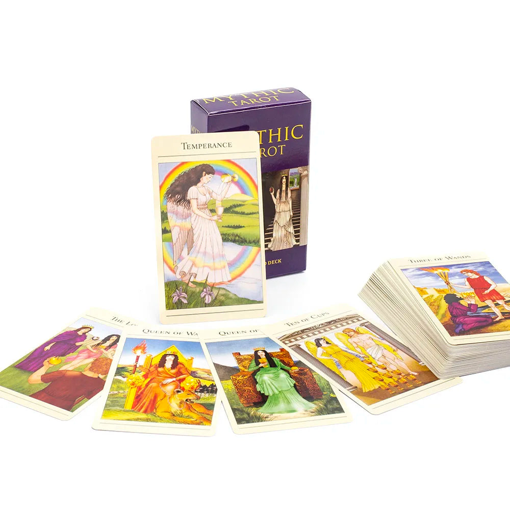 Gothic Tarot cards with colorful illustrations on a white background