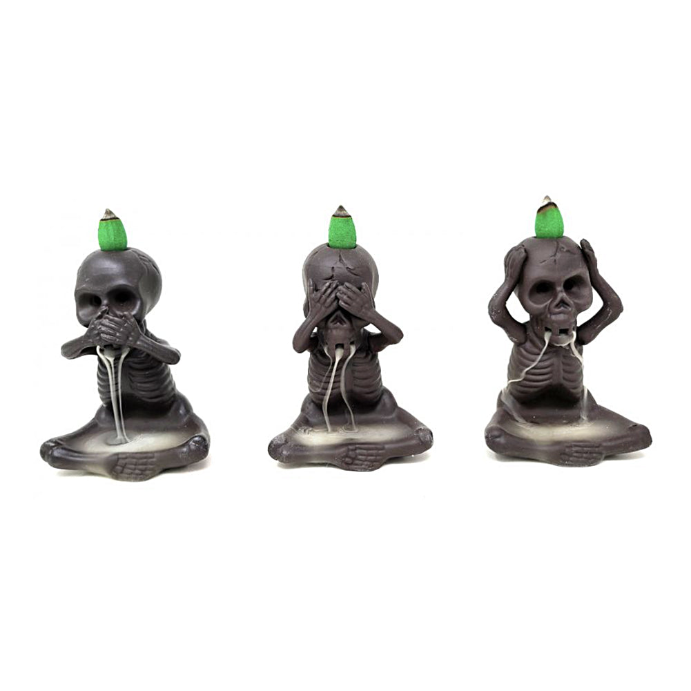 Skeleton Backflow Cone Burner - "See No Evil, Hear No Evil, Speak No Evil"