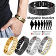 Magnetic bracelet with various color options displayed on a white background.