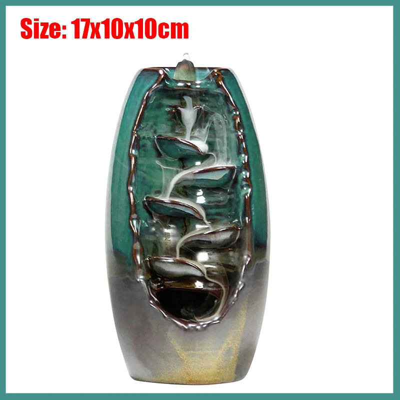 Decorative vase with water fountain effect on a white background