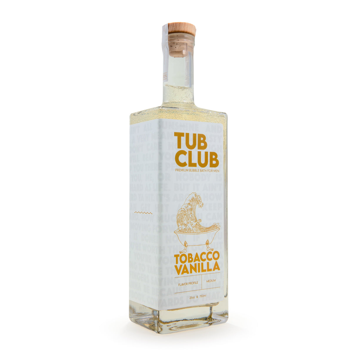 Bottle of Tub Club Tobacco Vanilla on a white background