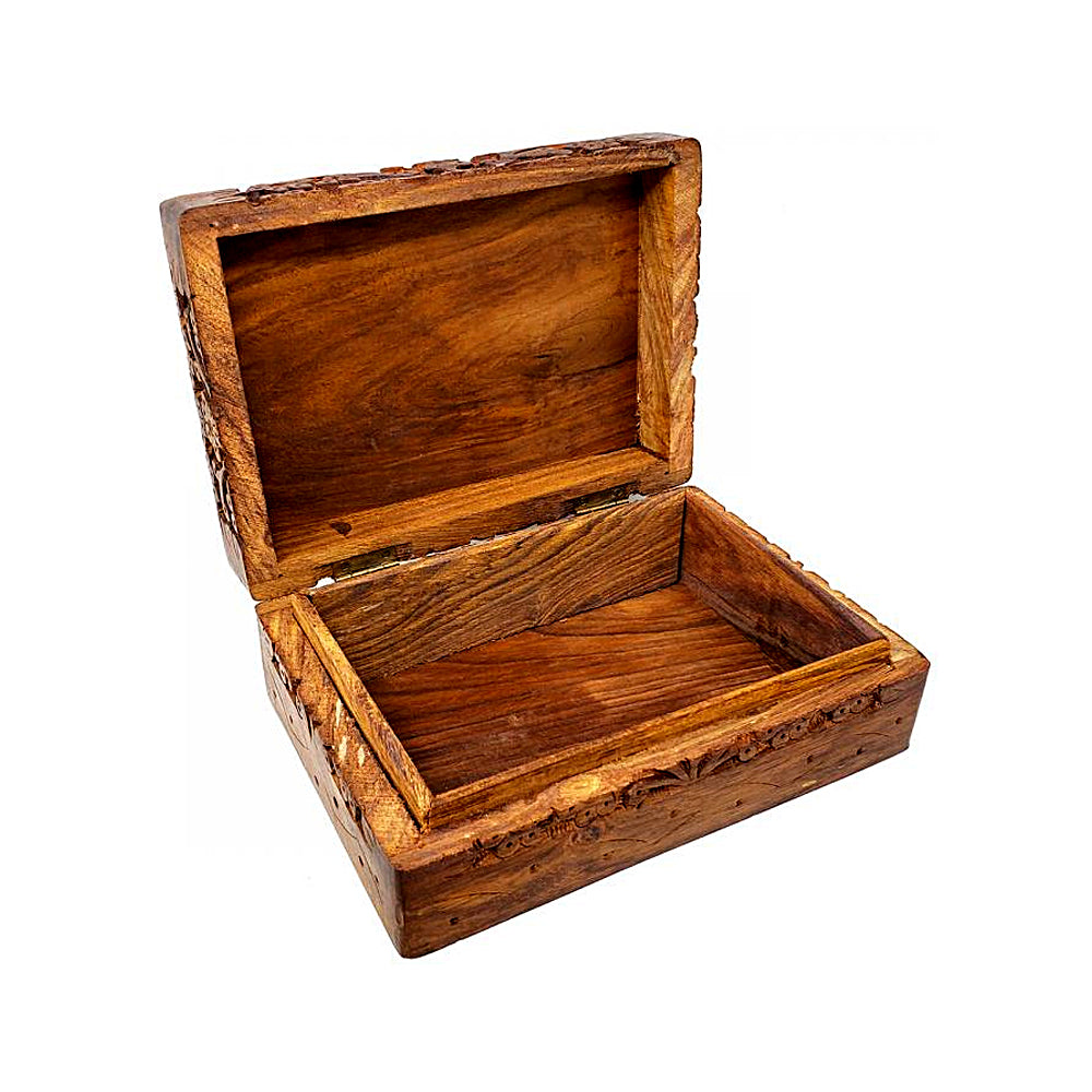 Tree of Life Carved Wood Box 5" x 7"