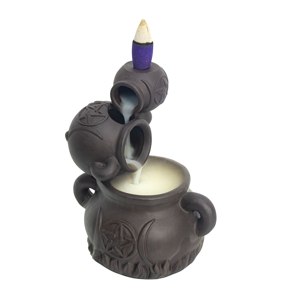 Triple Moon Pentagram Cauldron Backflow Cone Burner