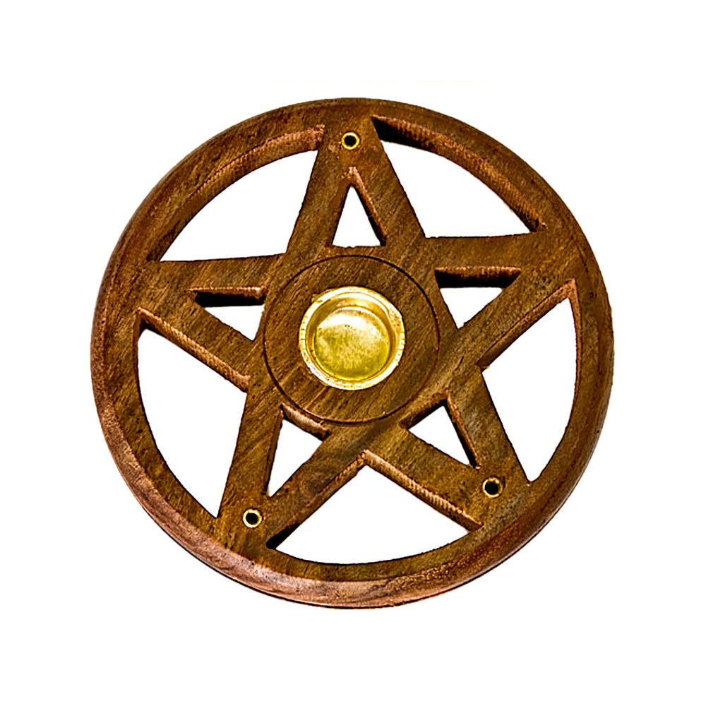 Wooden Pentacle Incense Burner