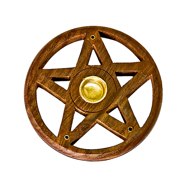 Wooden Pentacle Incense Burner
