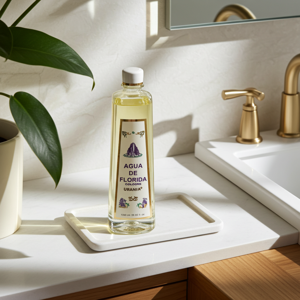 Bottle of Agua De Florida Cologne Urania 1000ml displayed for fragrance, spiritual use, and product listing.