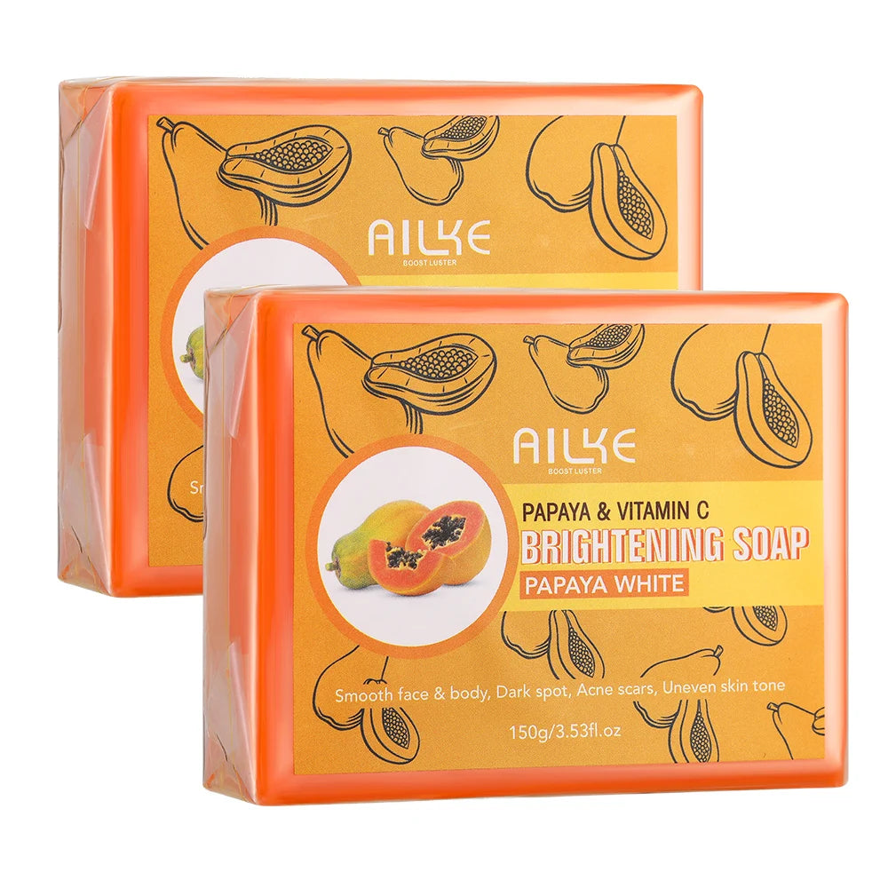 AILKE Handmade Organic Papaya Whitening Soap two boxes on white background for daily brightening.