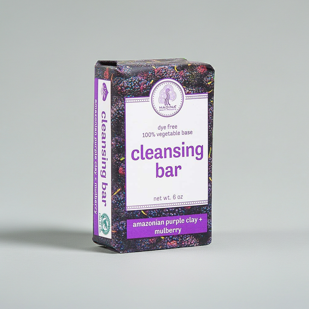Madina Amazonian Purple Clay & Mulberry Cleansing Bar Soap soap bar for gentle cleansing, skincare, and routine bathing.