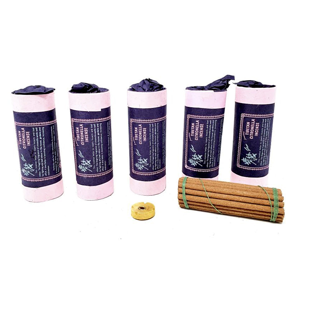 Ancient Tibetan Citronella Incense, 30 stick pack, 4.5 inch with burner