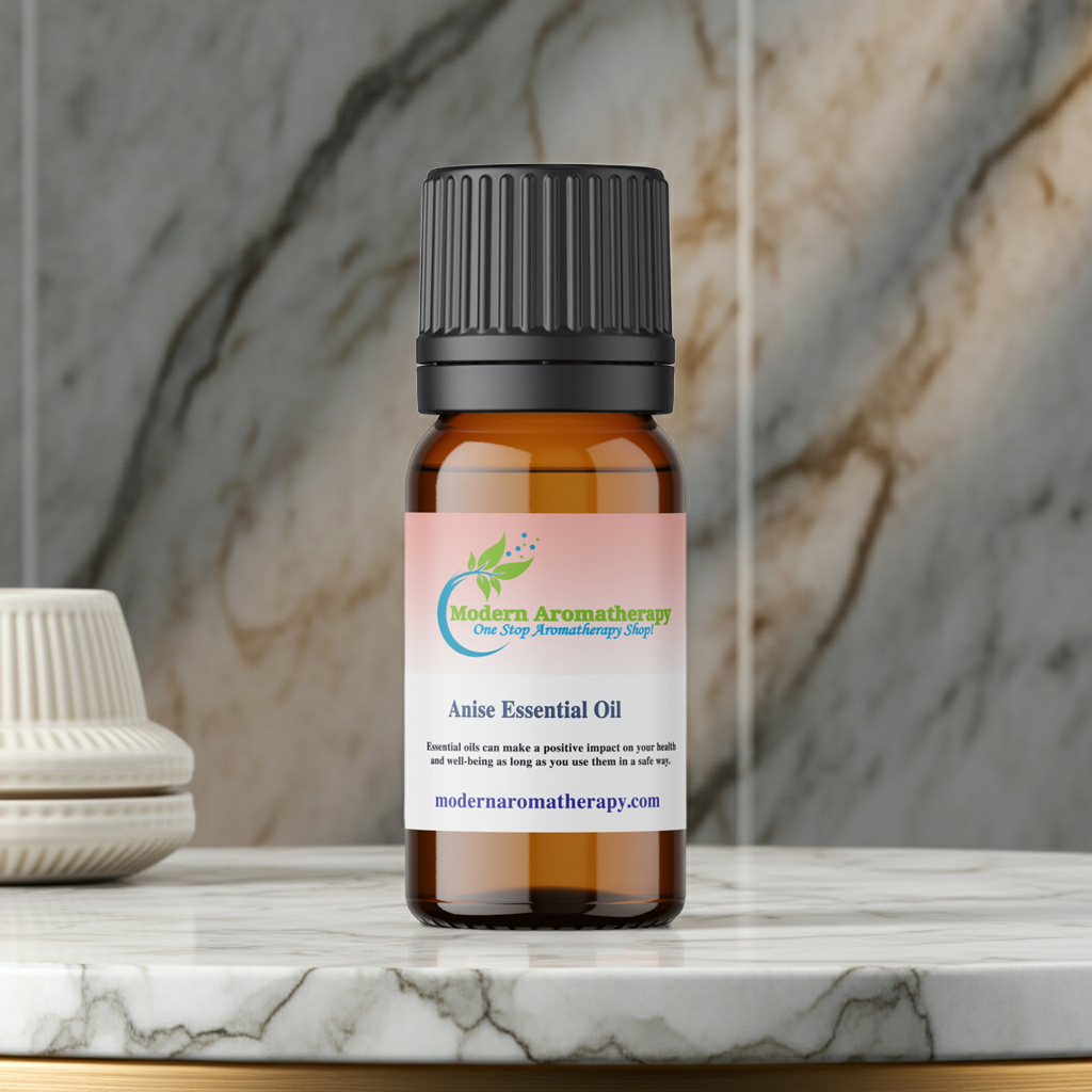 Anise oil bottle for diffuser use, aromatherapy sessions, and freshening indoor spaces.