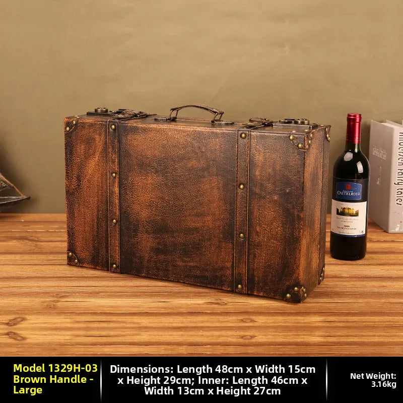 Antique style European wood storage bin for storing keepsakes, ornaments, and compact home organization items.