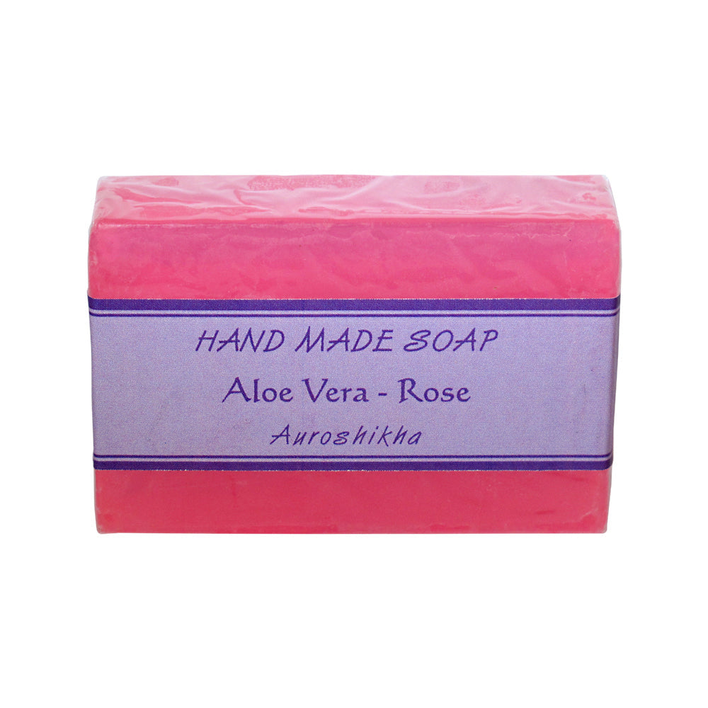 Auroshikha Aloe Vera - Rose Soap, 75 gram bar