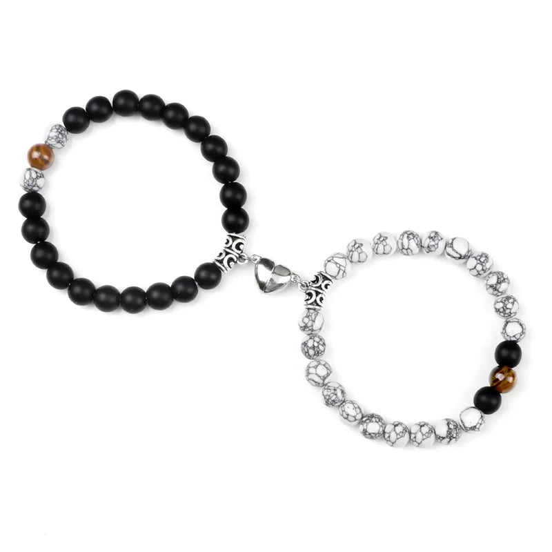 Bead Magnetic Heart Couple Bracelets for couples fashion, sentimental daily wear, and meaningful relationship gifts.