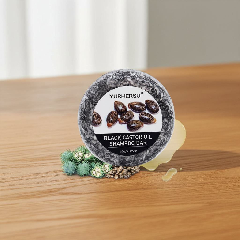 Black Castor Oil shampoo bar for hair cleansing, scalp care, and daily washing.