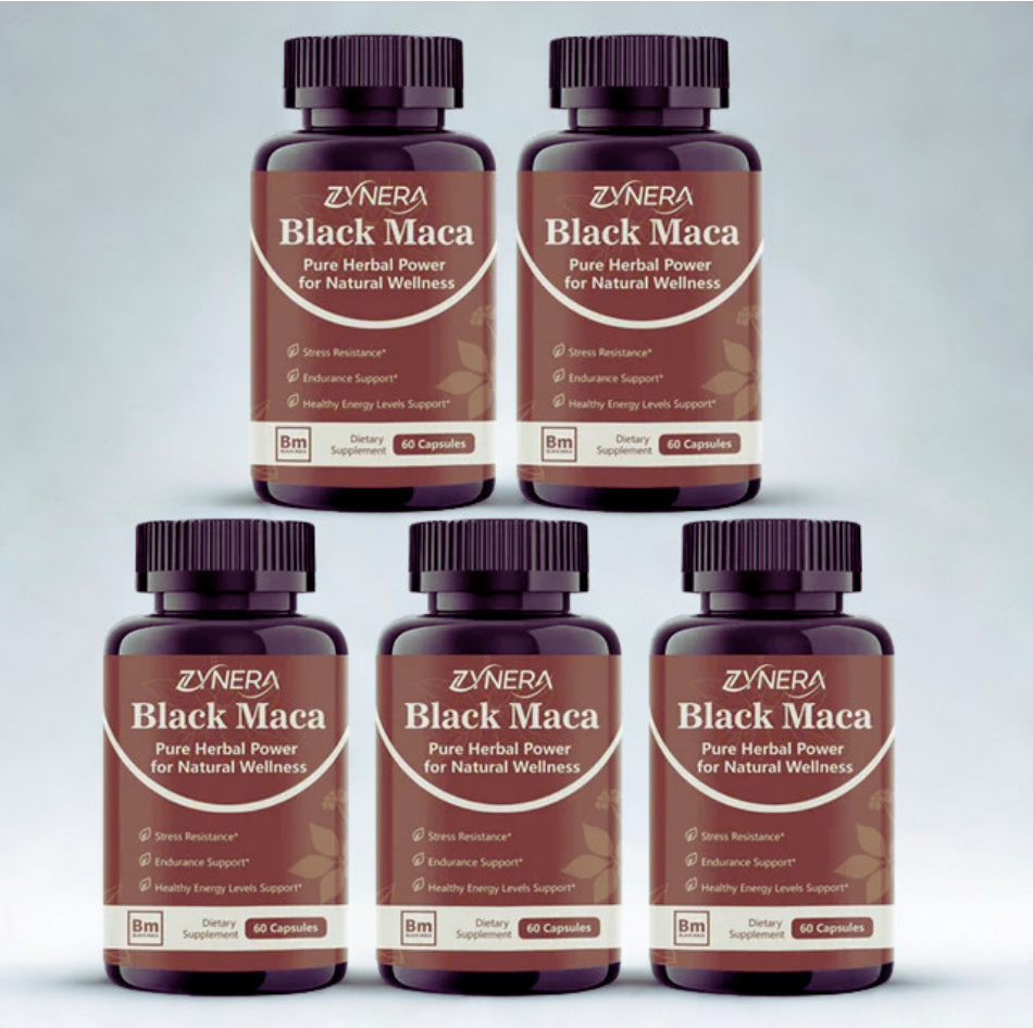 Black Maca Capsules for Men bottle for men's wellness support, vitality maintenance, and daily supplement use.