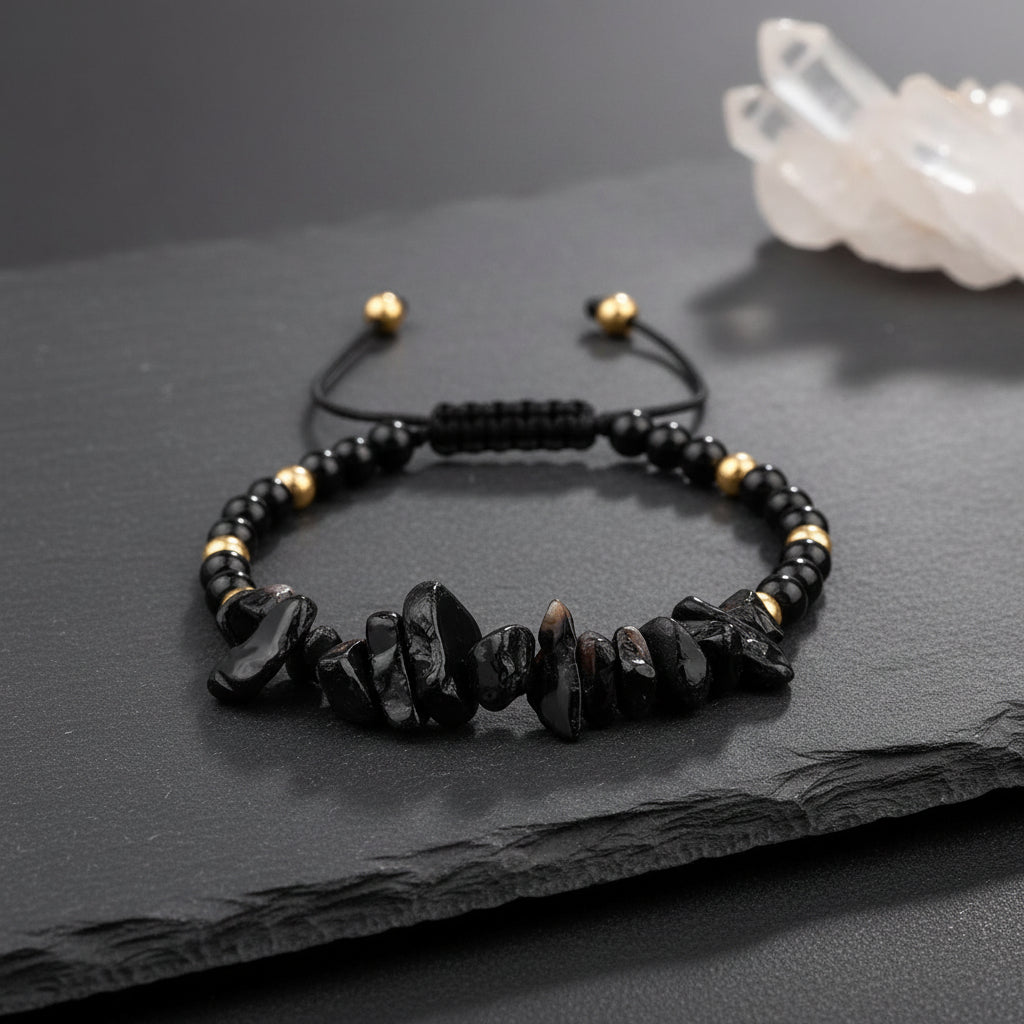 Black Tourmaline Healing Beaded Bracelet gemstone bracelet for energy protection, grounding, and daily wear.