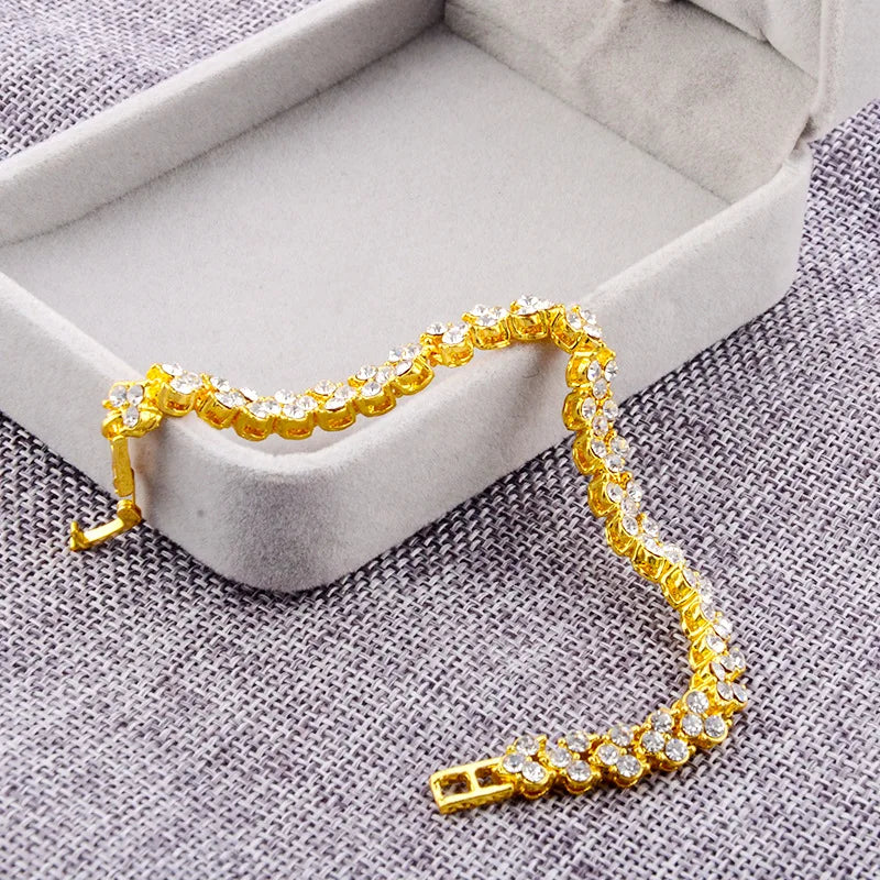 Blue Crystal Heart Chain Charm Bracelet wrist bracelet for everyday fashion styling, layered jewelry looks, and special occasion use.