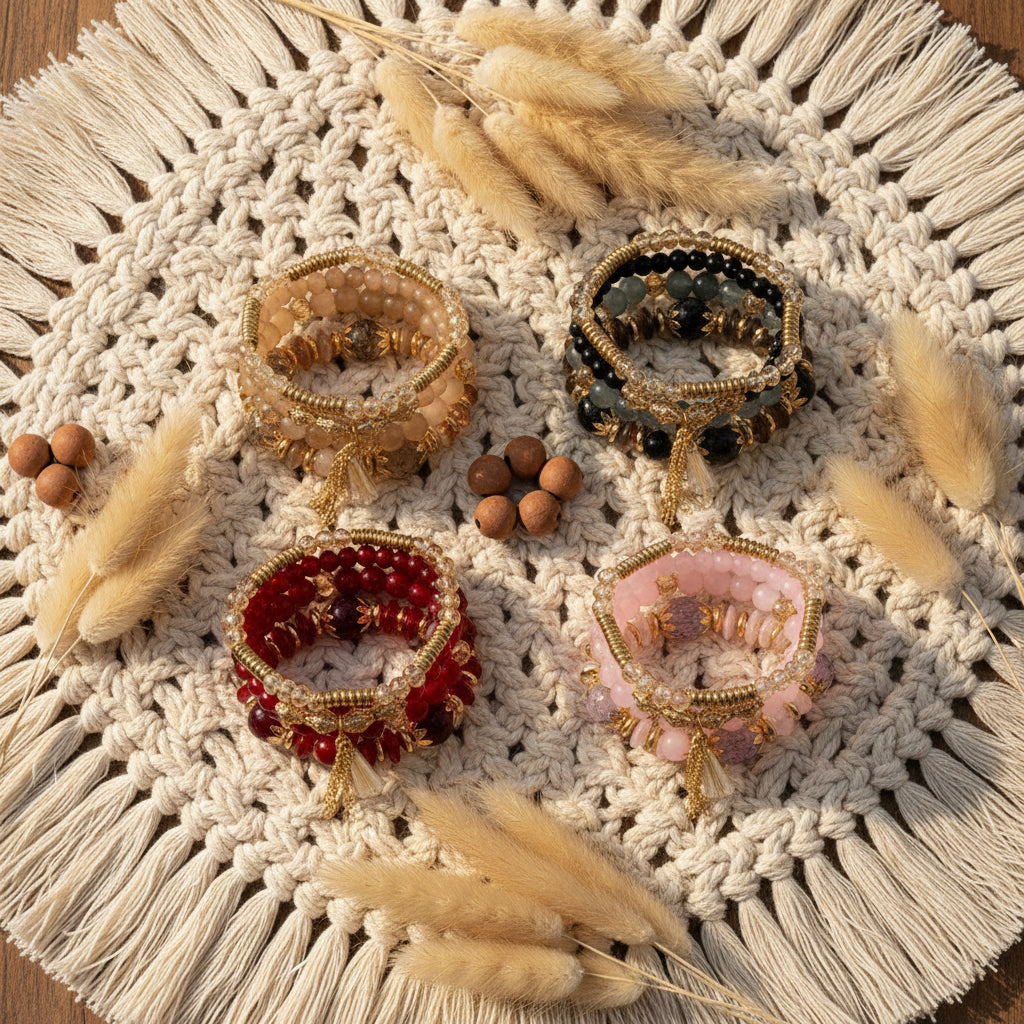 Bohemian Tassel Beaded Bracelet Set bracelet stack for everyday styling, festival wear, and layered accessory looks.