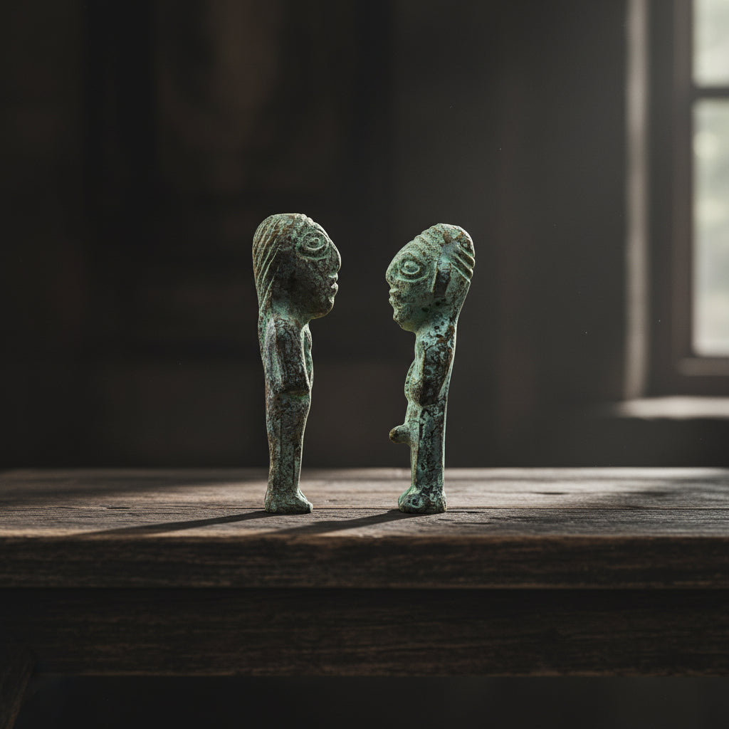 Pachamama & Pachapapa brass figurines for meditation spaces, ceremonial practice, and altar decoration.