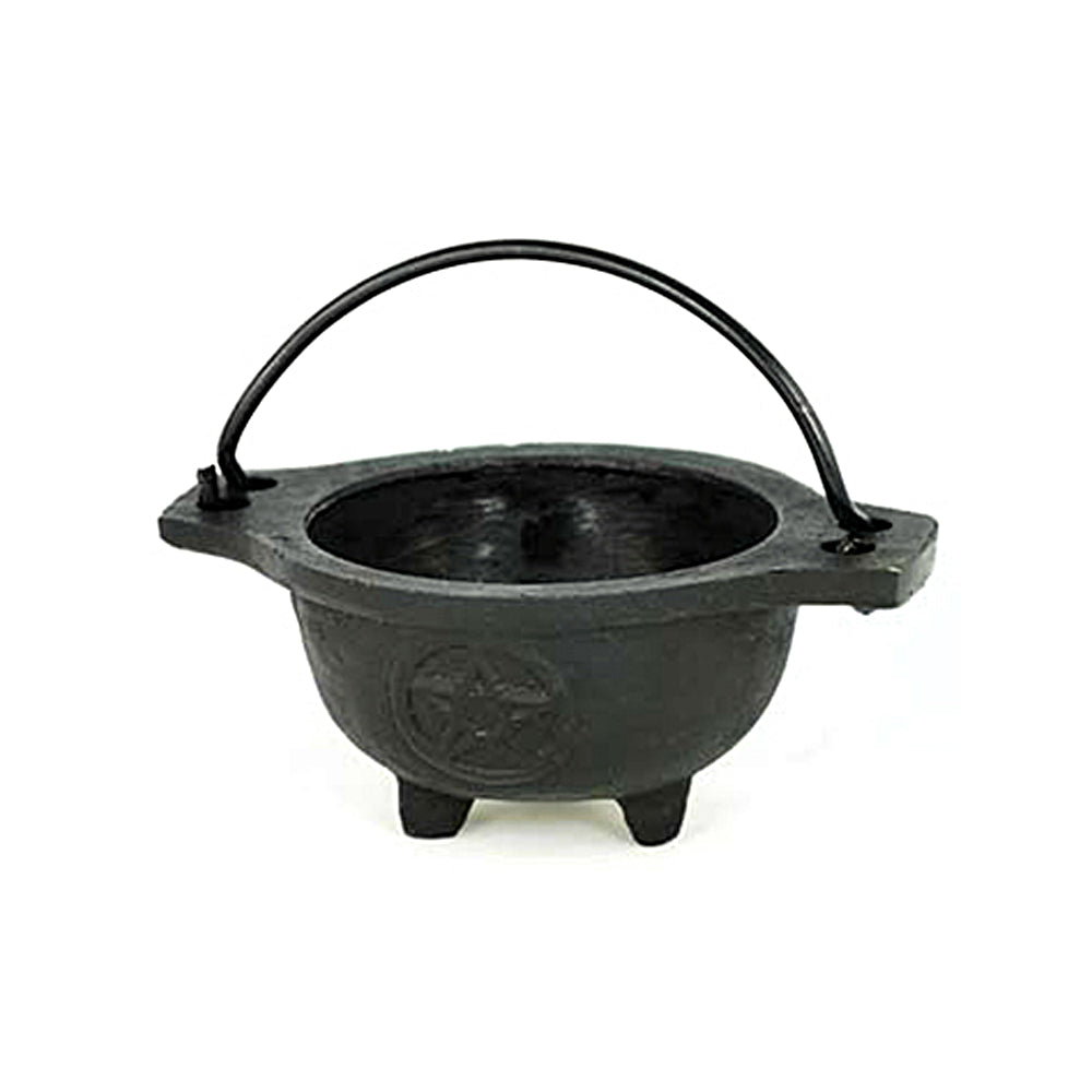 Cast Iron Cauldron with Pentacle Design, 3 inches
