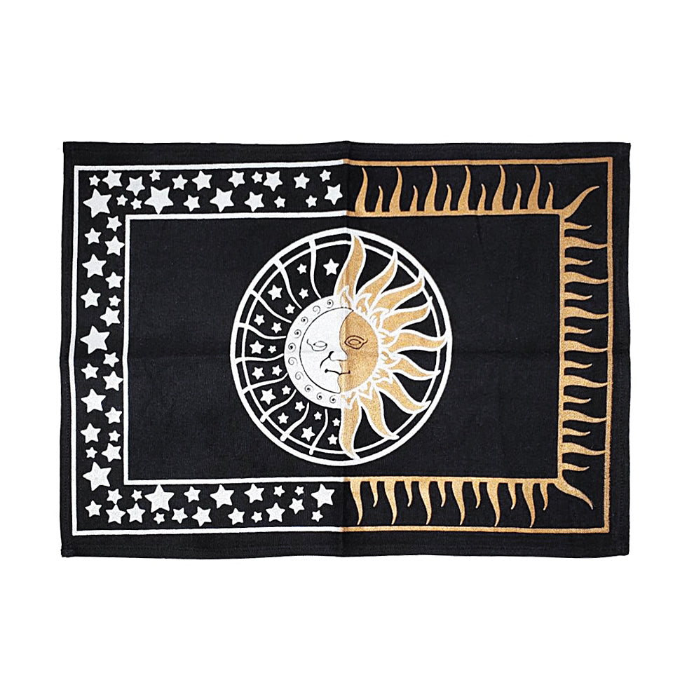 Celestial Altar Cloth with Sun and Moon Design, 13 x 19 inches