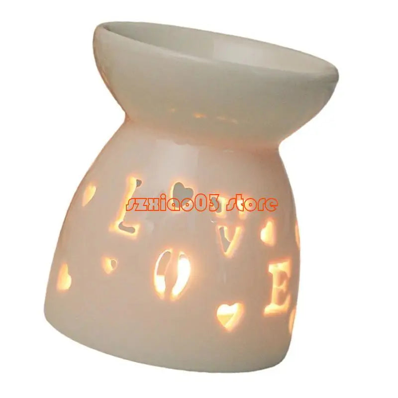 Ceramic tealight oil burner and diffuser for warming fragrance oils, wax melts, and home aromatherapy use.