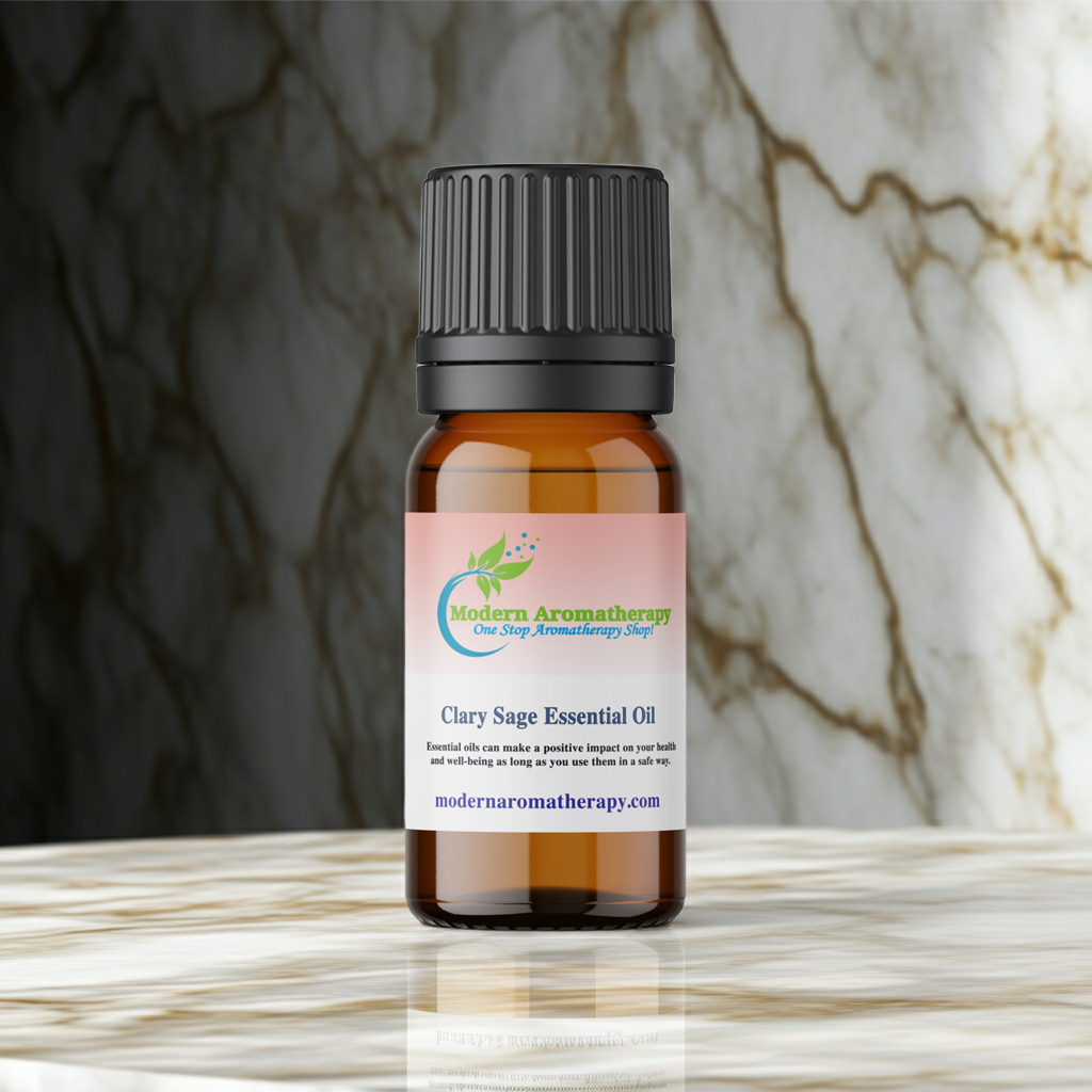 Clary Sage Essential Oil bottle for aromatherapy, diffuser routines, and natural fragrance blending.