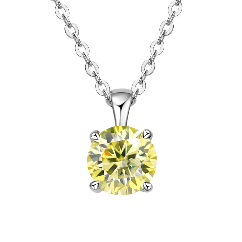 Classic four-prong moissanite solitaire necklace for wedding styling, romantic gifting, and everyday sparkle.