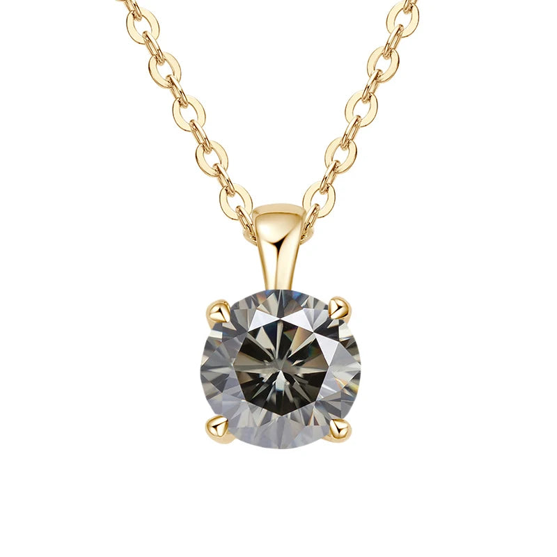 Dainty moissanite four-prong necklace pendant for layering with fine jewelry, casual outfits, and daily use.