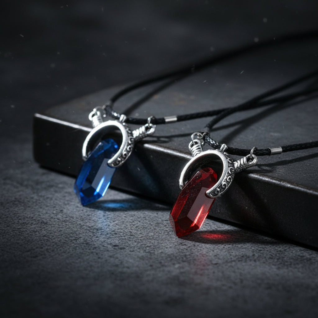 Devil Hunter Dante crystal amulet necklace pendant for cosplay styling, collectible wear, and fantasy fashion use.